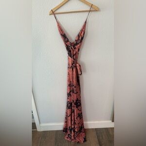 Lulu's Black and Pink Backless Maxi Dress